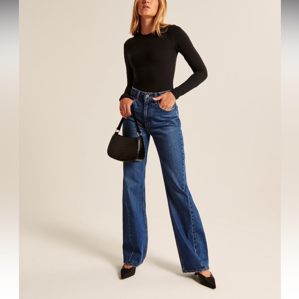 ABERCROMBIE & FITCH // Ribbed Long Sleeve Body Suit // Black // Extra Small